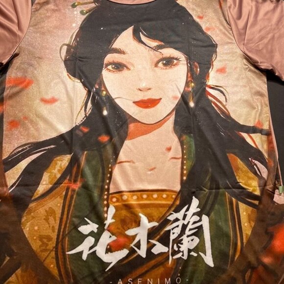 Mulan Princess Blouse Warrior Knit Tee Shirt Warrior Women Dri Fit Short Sleeve - Picture 2 of 10